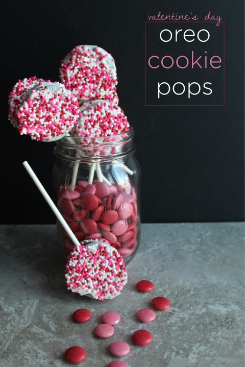 Awesome (and easy!) Oreo Cookie Pops Dipped in Chocolate with Pink, Red and White Sprinkles for Valentine's Day