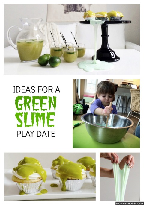 Project Play Date: Green Slime Edition | Little Miss Party and I made our own Green Slime, slime-covered cupcakes and Lime Slime Mocktails -- check out all of the slimy, messy goodness on the blog today!