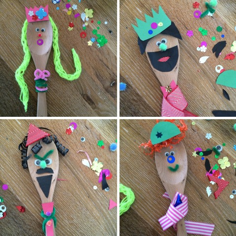Purim wooden spoon puppets