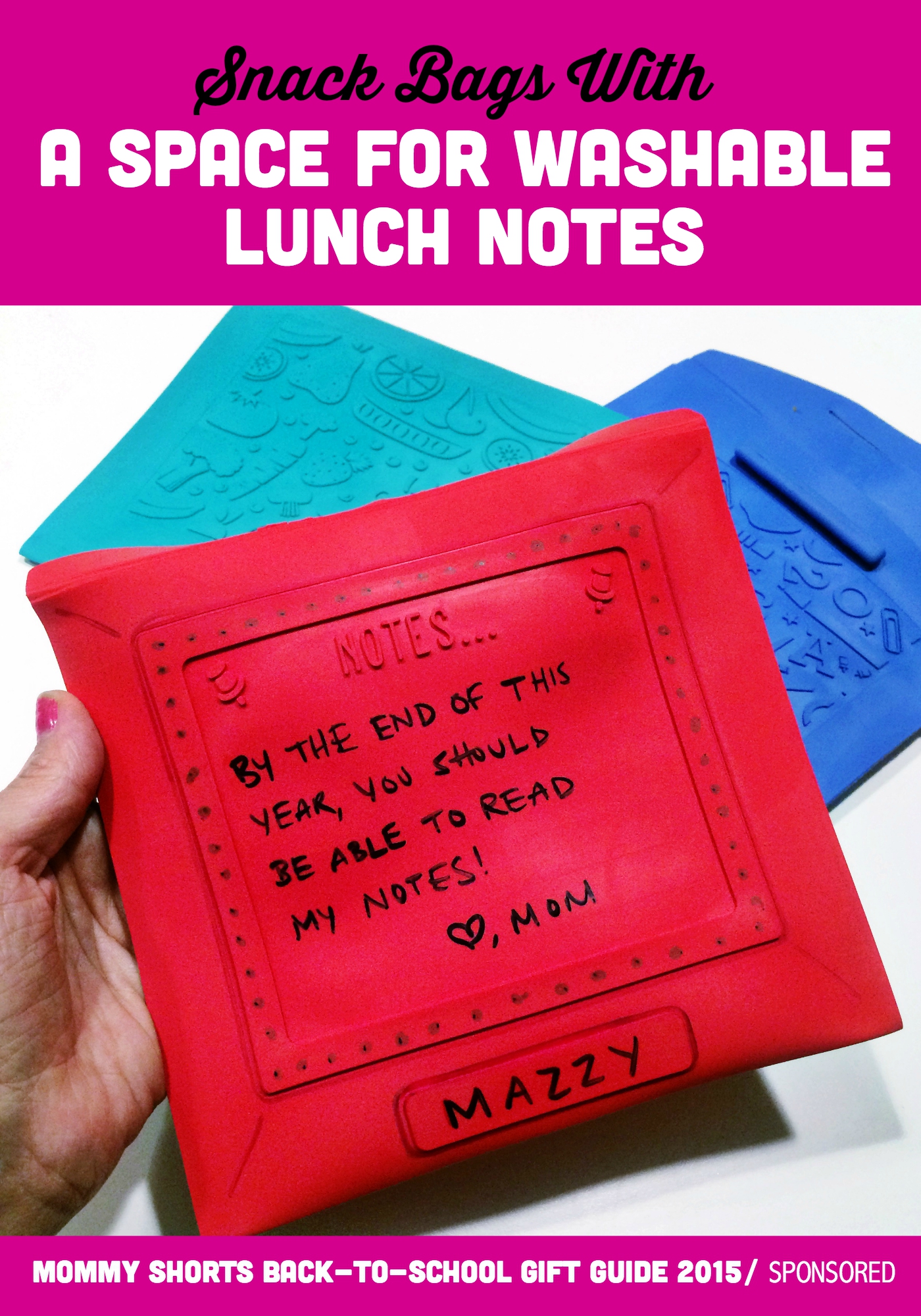 Snack Bags With A Space for Washable Lunch Notes