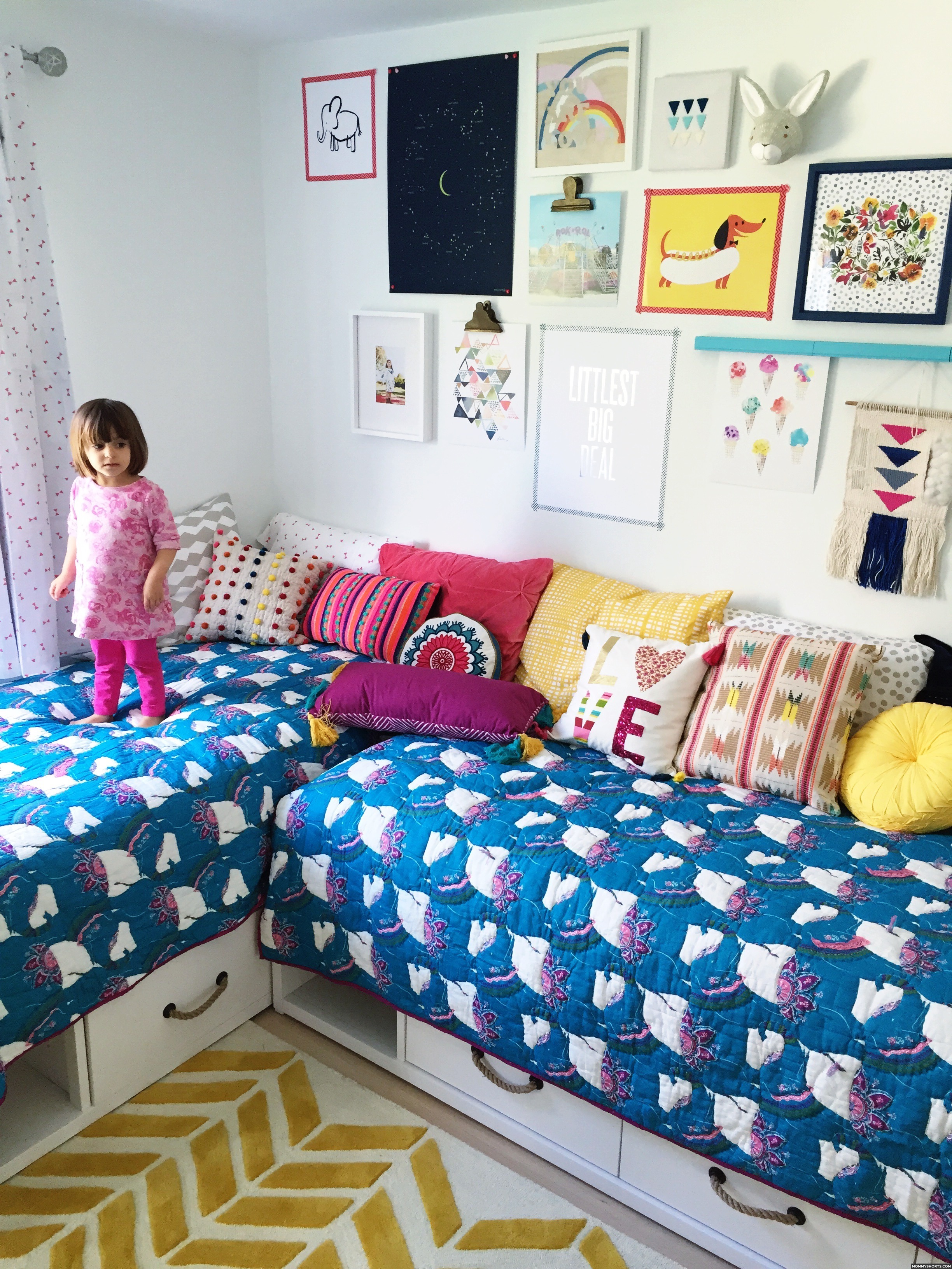 Love this Modern BOHO shared bedroom for two girls!