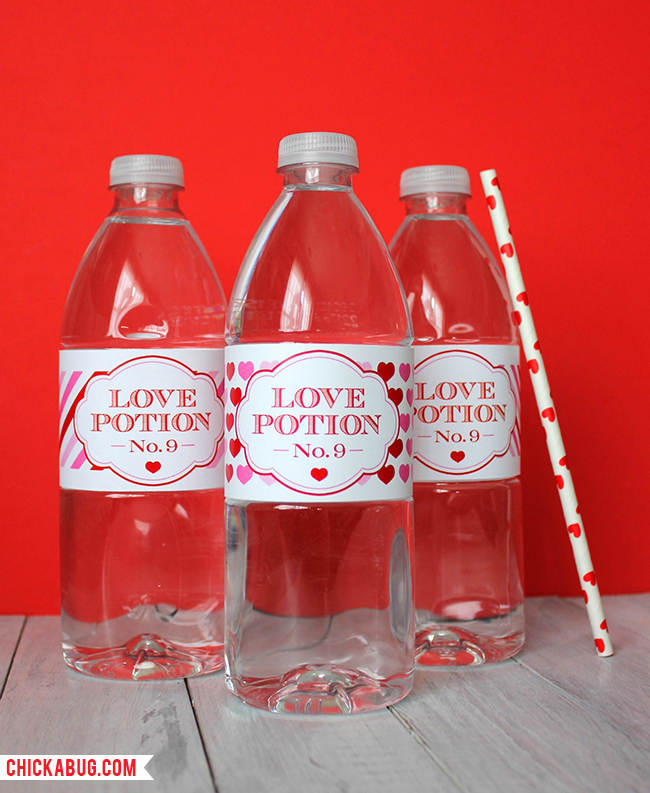 Love potion water bottles! Click through for 35 amazing, over-the-top Valentine's Day ideas, including Valentine's crafts, Valentine's recipes, and Valentine's decorations, and more!